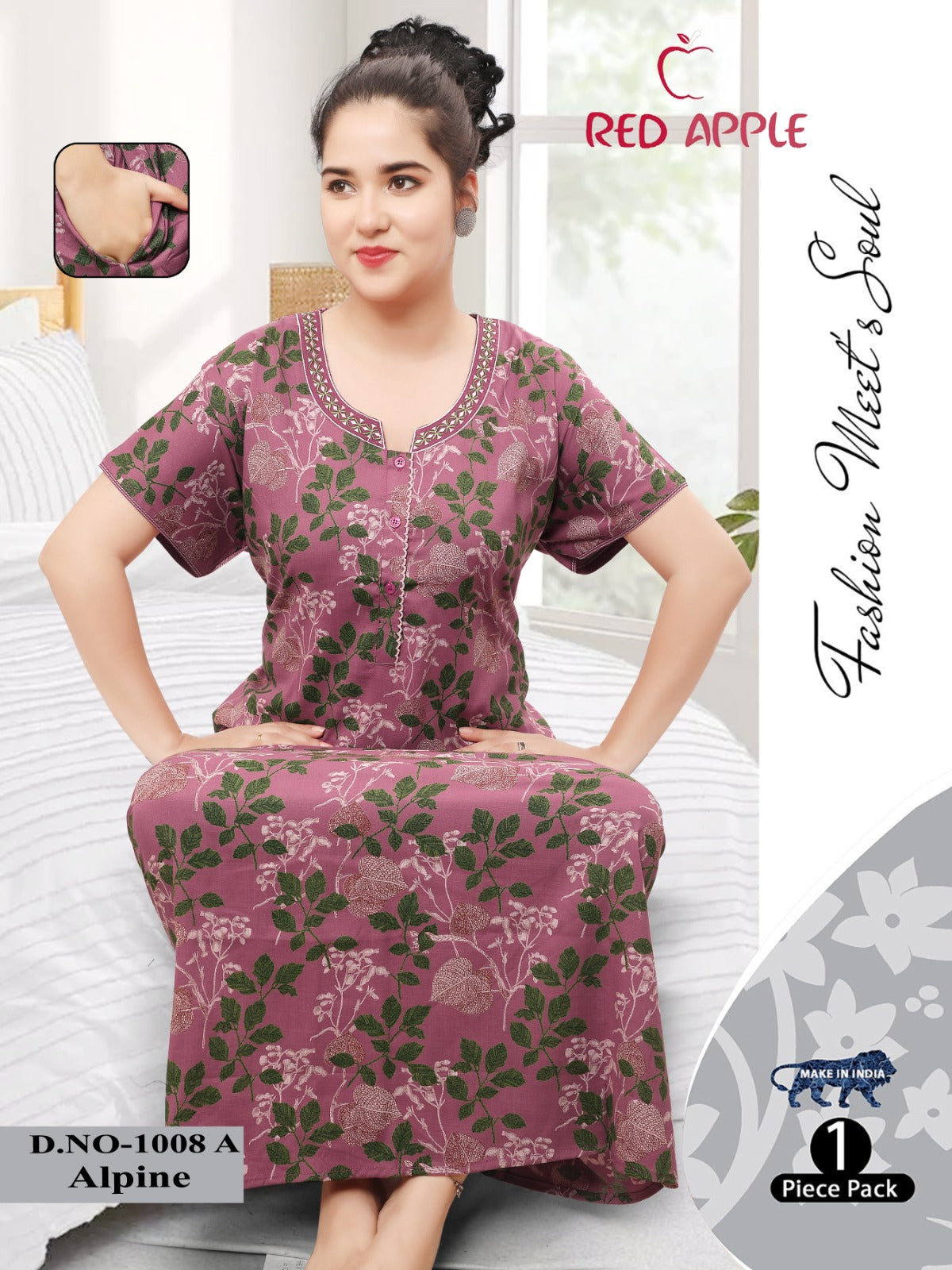 Fashionable nightwear with a floral pattern