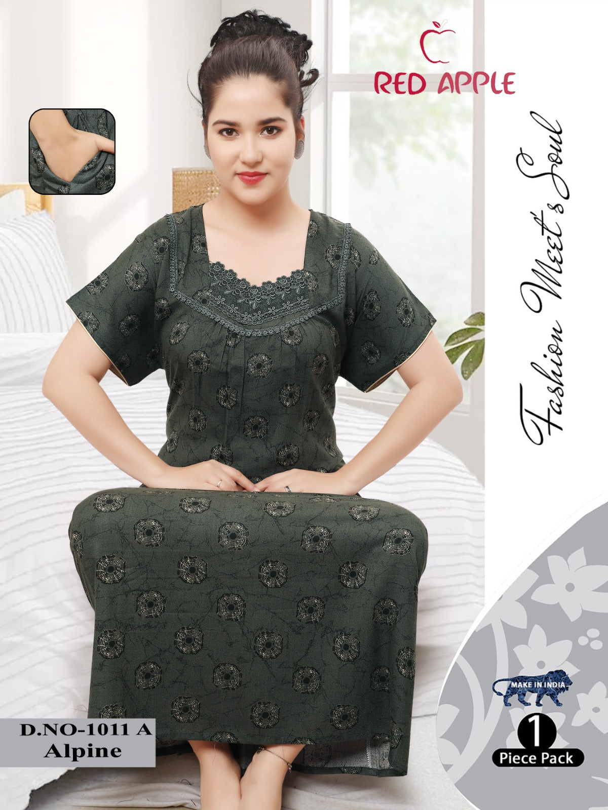 Elegant Floral Nighty - Alpine  Comfort Wear