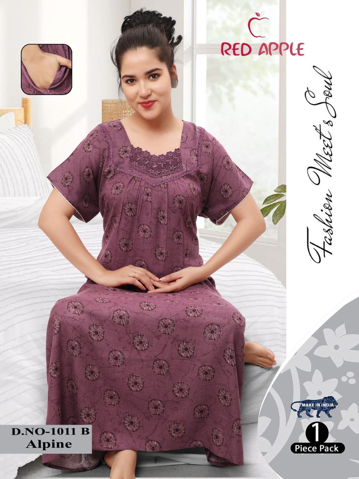 Elegant Floral Nighty - Alpine  Comfort Wear