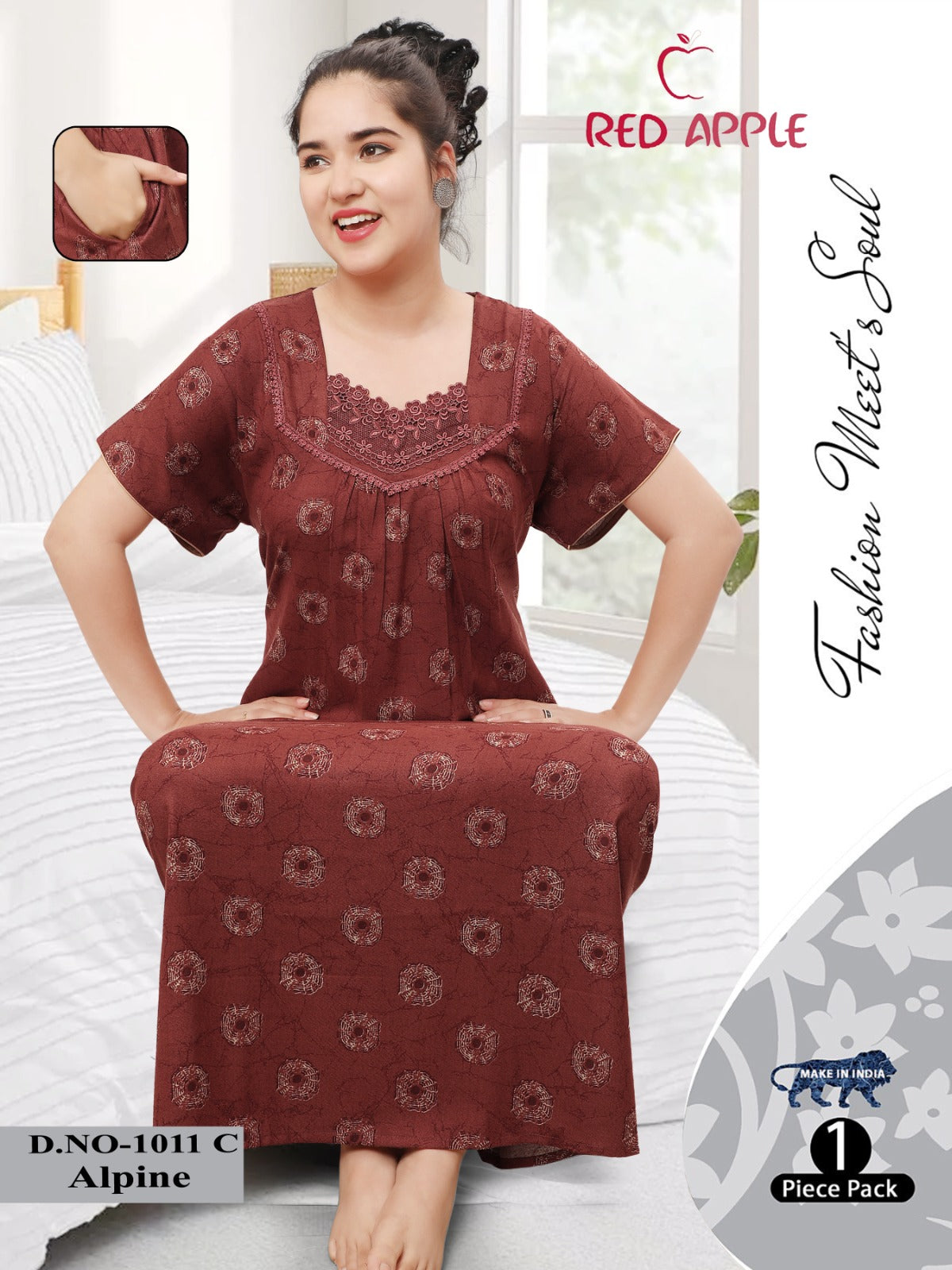 Elegant Floral Nighty - Alpine  Comfort Wear