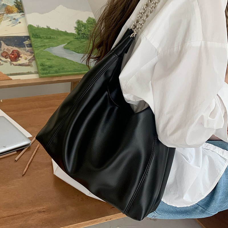 Korean Soft Leather Chain Tote Bag