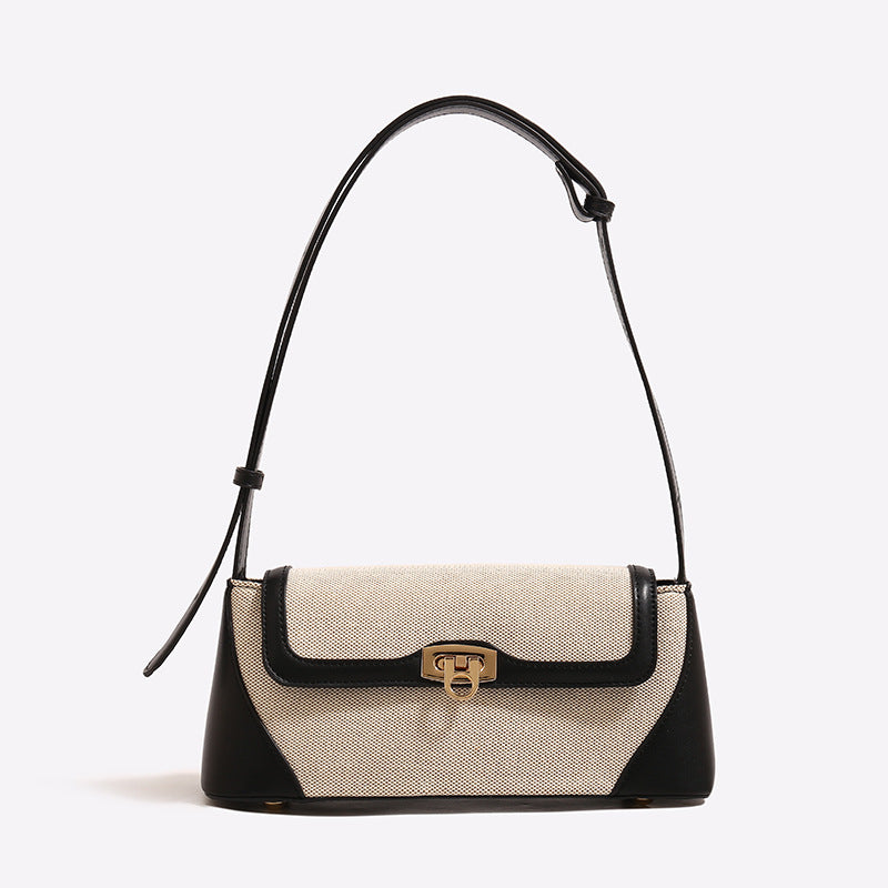 Cross-Border Canvas Bag – Contrasting Color & Versatile Design