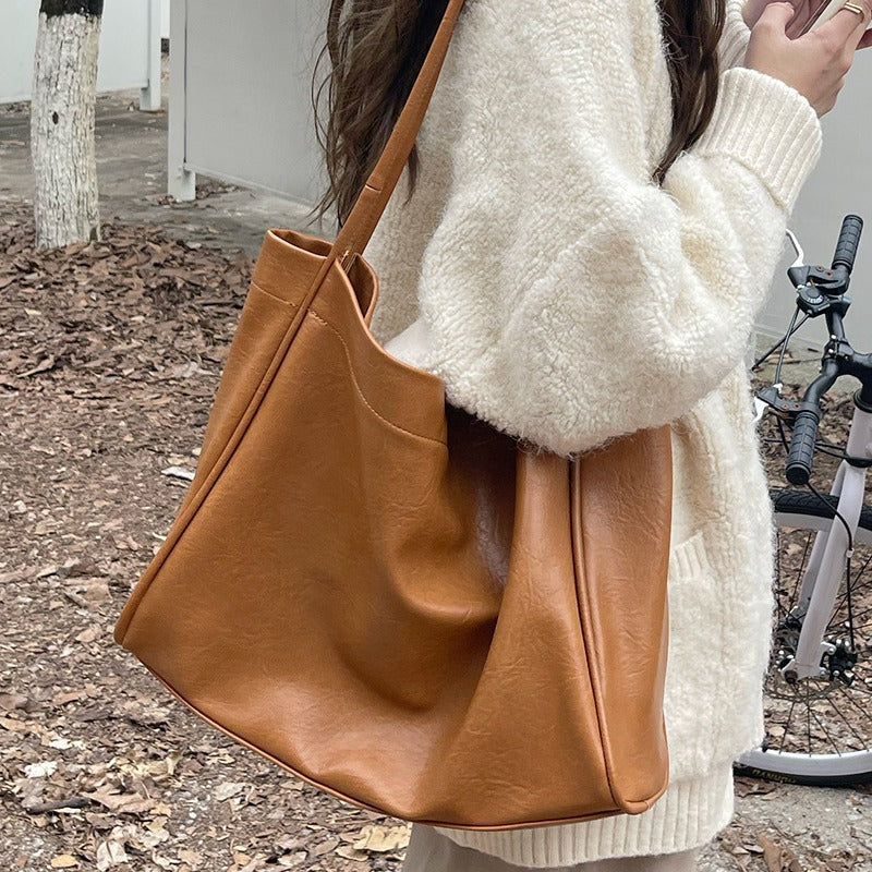 Large-Capacity Soft Leather Tote Bag