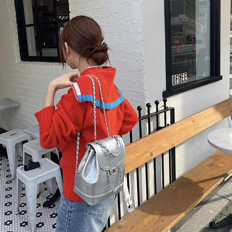 Korean Double Shoulder Chain Bucket Bag – Chic & Stylish