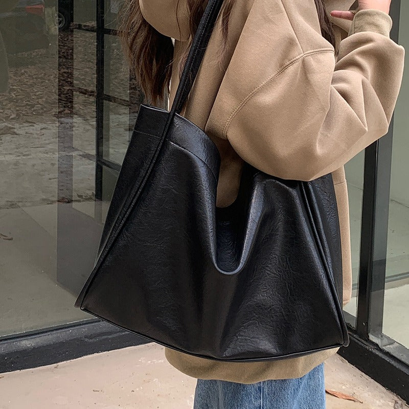 Soft Leather Large-Capacity Tote Bag