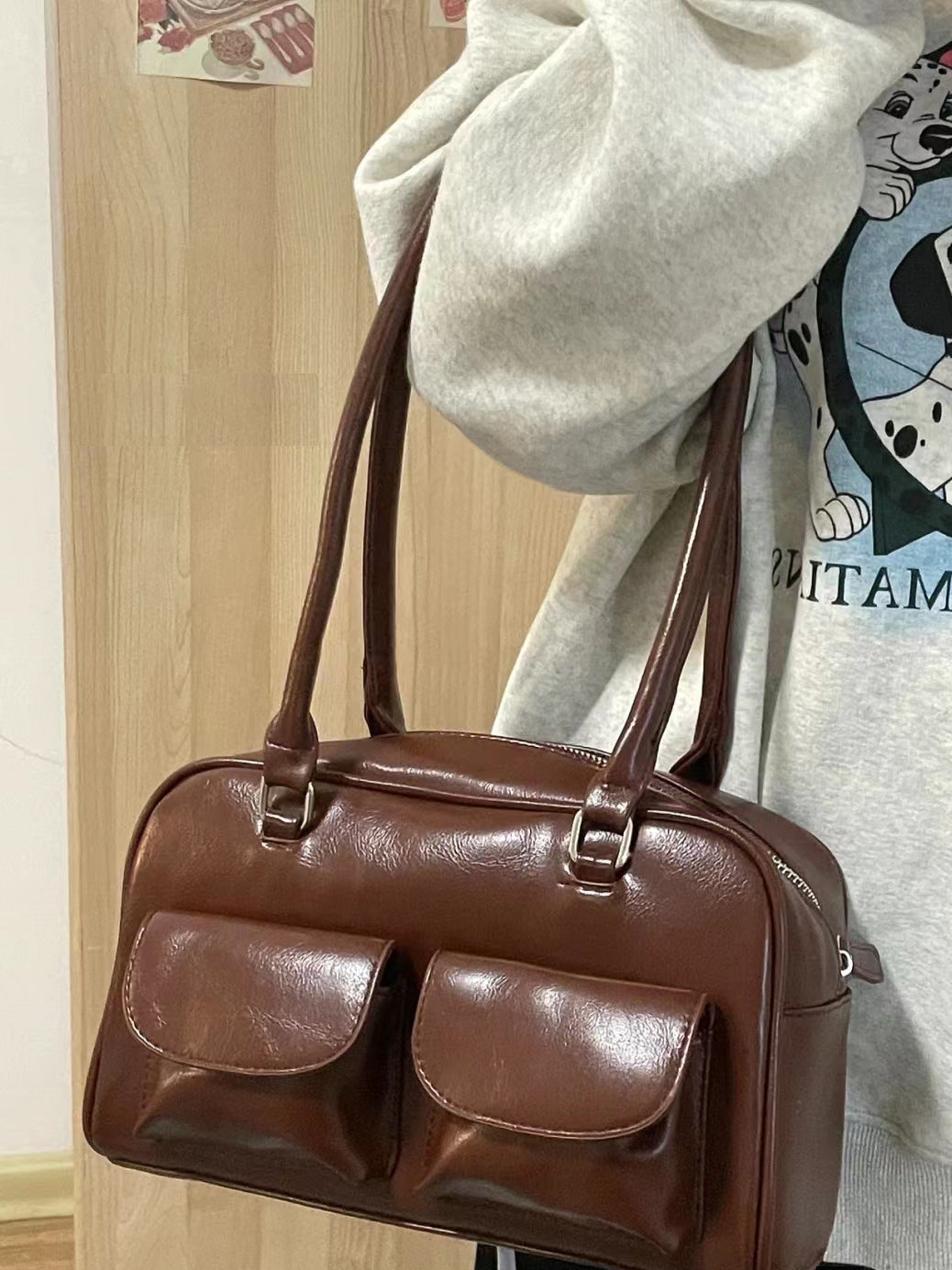 Oil Wax Leather Double Bag – Retro & Versatile