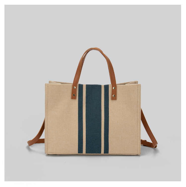 Striped Canvas Commuter Bag – Stylish & Spacious