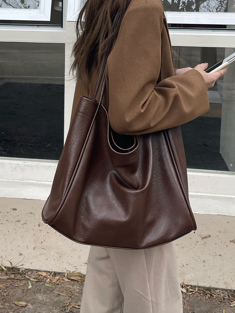 Large-Capacity Soft Leather Tote Bag