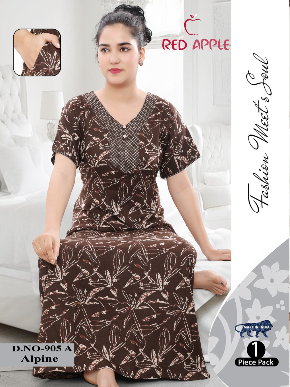 Comfortable Alpine viscos Nightgown with Floral Print